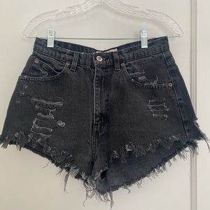 Vintage black ripped Jean shorts